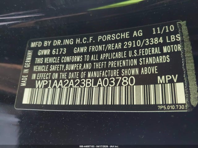 2011 PORSCHE CAYENNE WP1AA2A23BLA03780 Photo 8