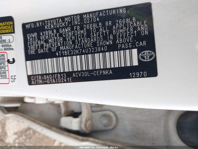 Aukcja sprzedaży 2004 Toyota Camry Le, vin: 4T1BE32K74U323840, numer aukcji: 44897176