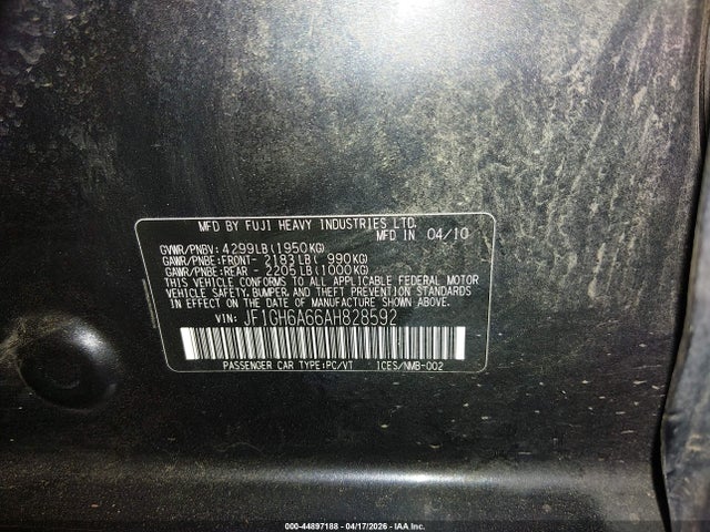Продаж на аукціоні авто 2010 Subaru Impreza 2.5i, vin: JF1GH6A66AH828592, номер лоту: 44897188