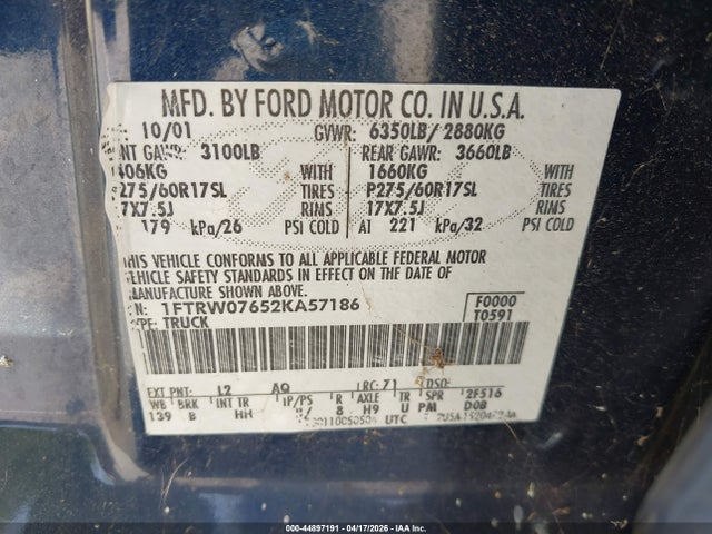 2002 FORD F-150 1FTRW07652KA57186 Photo 8
