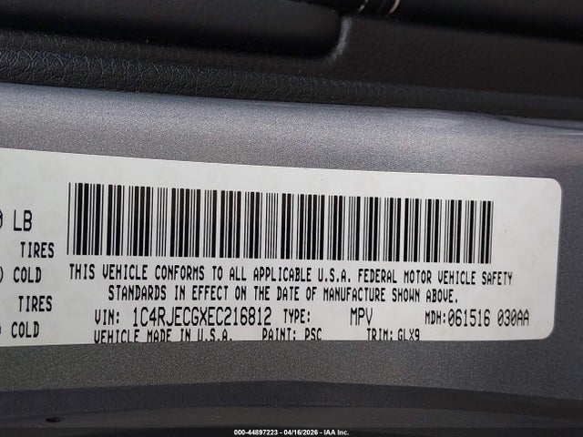 Aukcja sprzedaży 2014 Jeep Grand Cherokee Overland, vin: 1C4RJECGXEC216812, numer aukcji: 44897223