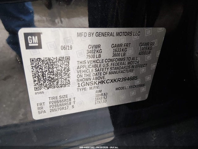 Chevrolet Suburban Lt 2019 1GNSKHKCXKR394685 Image 9