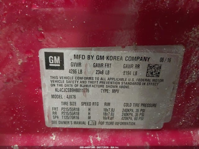 Продажа на аукционе авто 2017 Buick Encore Essence, vin: KL4CJCSB9HB011776, номер лота: 44897308