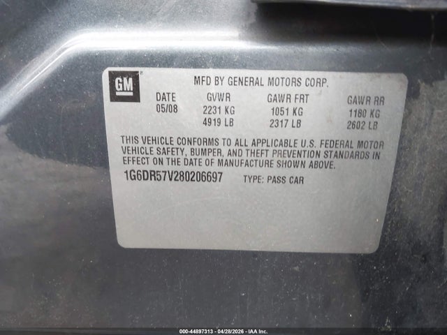 Продажа на аукционе авто 2008 Cadillac Cts Standard, vin: 1G6DR57V280206697, номер лота: 44897313