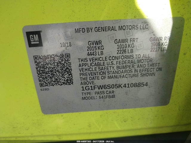 1G1FW6S05K4108854 Chevrolet BOLT EV LT