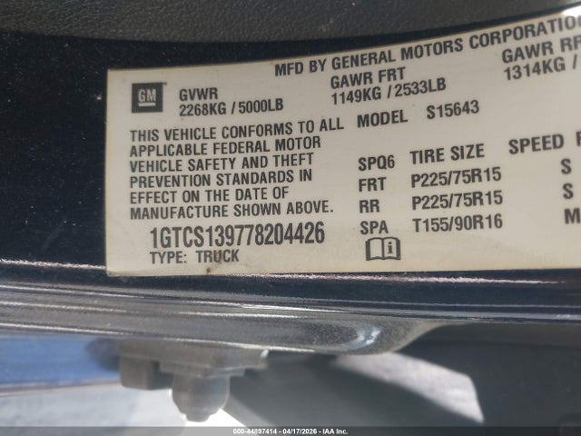 Продаж на аукціоні авто 2007 Gmc Canyon Sle1, vin: 1GTCS139778204426, номер лоту: 44897414