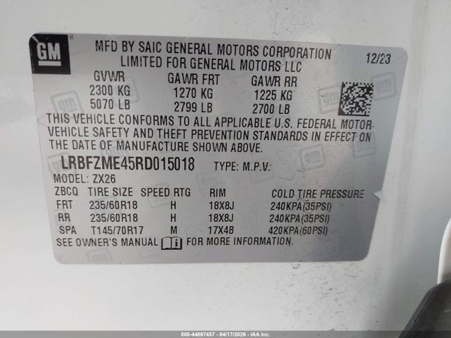 Aukcja sprzedaży 2024 Buick Envision Preferred Awd, vin: LRBFZME45RD015018, numer aukcji: 44897457