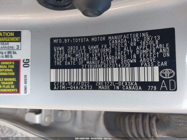 Продажа на аукционе авто 2014 Toyota Corolla S, vin: 2T1BURHEXEC014339, номер лота: 44897459