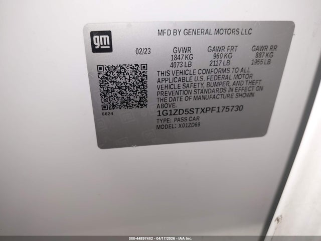 1G1ZD5STXPF175730 Chevrolet Malibu Fwd 1lt