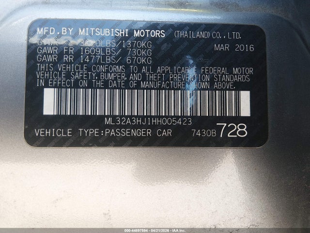 ML32A3HJ1HH005423 Mitsubishi MIRAGE ES