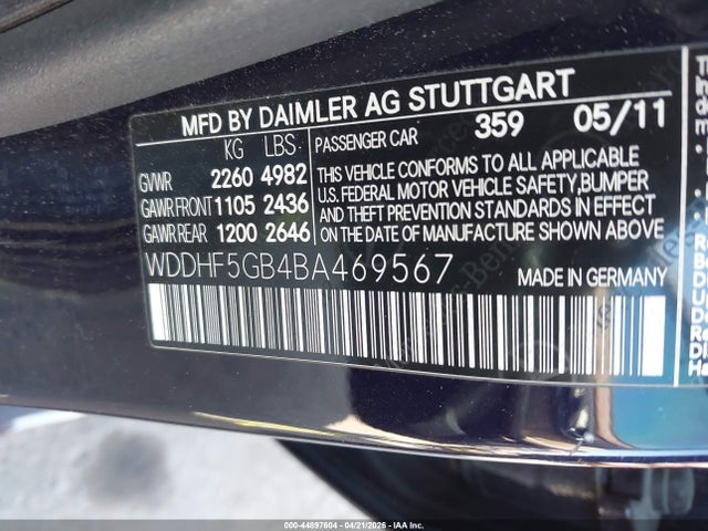 Aukcja sprzedaży 2011 Mercedes-benz E 350, vin: WDDHF5GB4BA469567, numer aukcji: 44897604