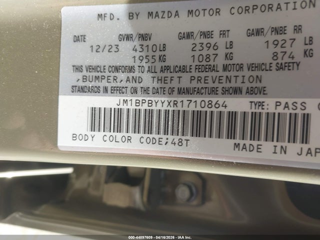 44897609 :رقم المزاد ، JM1BPBYYXR1710864 vin ، 2024 Mazda Mazda3 2.5 Carbon Turbo مزاد بيع