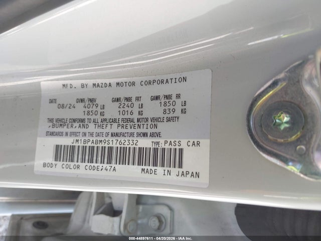 Aukcja sprzedaży 2025 Mazda Mazda3 2.5 S Select Sport, vin: JM1BPABM9S1762332, numer aukcji: 44897611