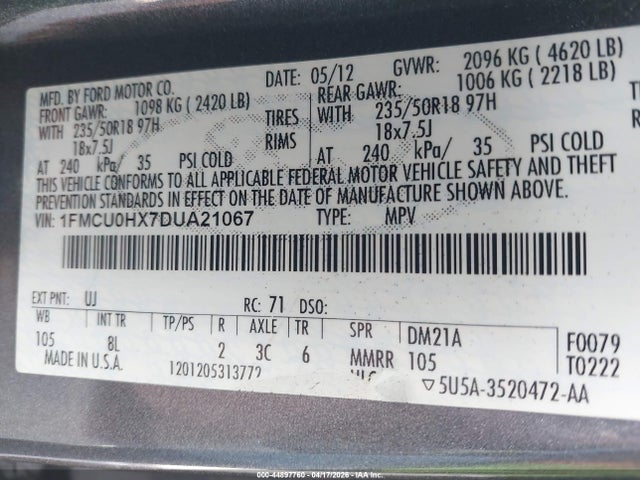 2013 FORD ESCAPE 1FMCU0HX7DUA21067 Photo 8