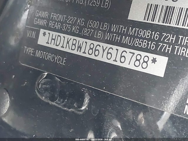 Продажа на аукционе авто 2006 Harley-davidson Flhxi, vin: 1HD1KBW186Y616788, номер лота: 44897787