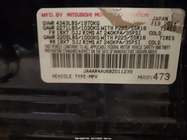 2011 MITSUBISHI OUTLANDER SPORT JA4AR4AU6BZ011239 Photo 8