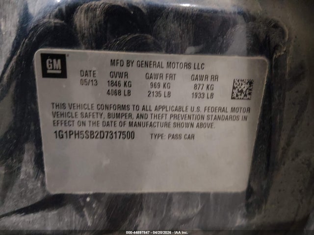 Продаж на аукціоні авто 2013 Chevrolet Cruze Eco Auto, vin: 1G1PH5SB2D7317500, номер лоту: 44897847