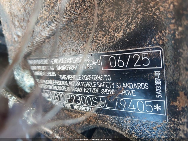 44897851 :رقم المزاد ، WB10P2300S6L79405 vin ، 2025 Bmw S 1000 Rr مزاد بيع