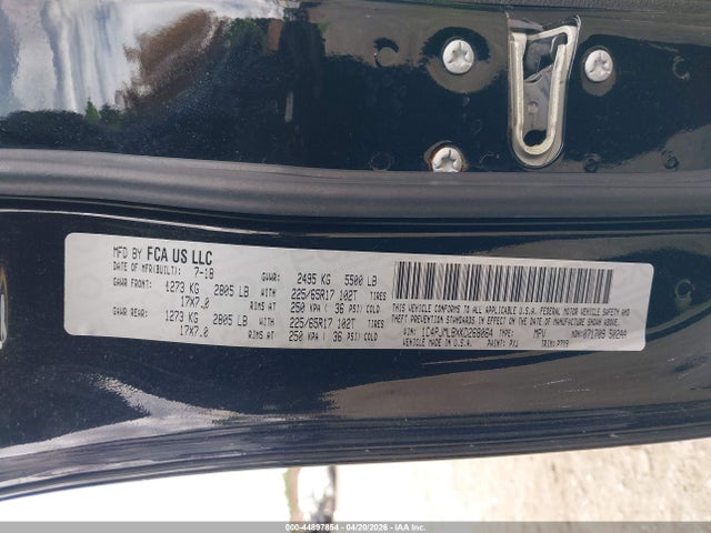 Продаж на аукціоні авто 2019 Jeep Cherokee Latitude Plus 4x4, vin: 1C4PJMLBXKD268064, номер лоту: 44897854