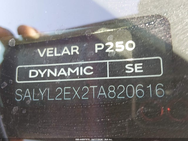 SALYL2EX2TA820616 Land Rover Range Rover Velar P250 Dynamic Se