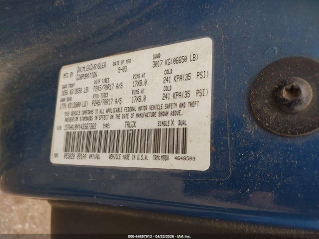 44897912 :رقم المزاد ، 1D7HA18N14S567369 vin ، 2004 Dodge Ram 1500 Slt/laramie مزاد بيع