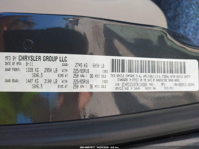 Aukcja sprzedaży 2012 Dodge Grand Caravan Crew, vin: 2C4RDGDG0CR110360, numer aukcji: 44897917