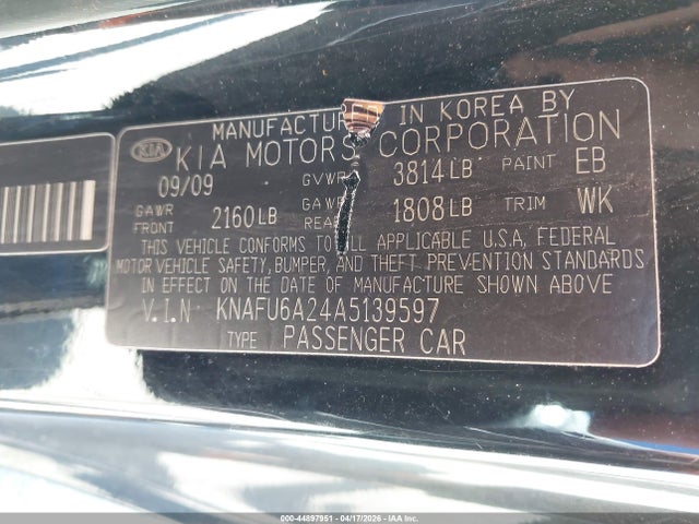 44897951 :رقم المزاد ، KNAFU6A24A5139597 vin ، 2010 Kia Forte Koup Ex مزاد بيع