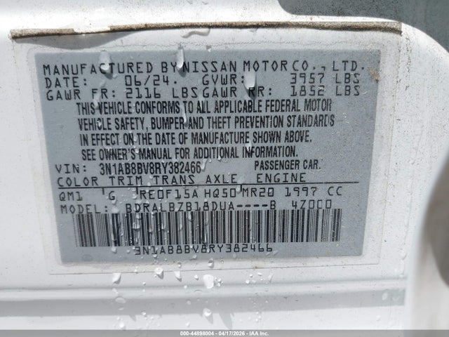 44898004 :رقم المزاد ، 3N1AB8BV8RY382466 vin ، 2024 Nissan Sentra S Xtronic Cvt مزاد بيع