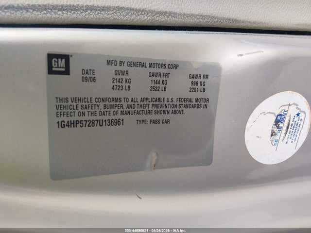 Aukcja sprzedaży 2007 Buick Lucerne Cx, vin: 1G4HP57287U136961, numer aukcji: 44898021