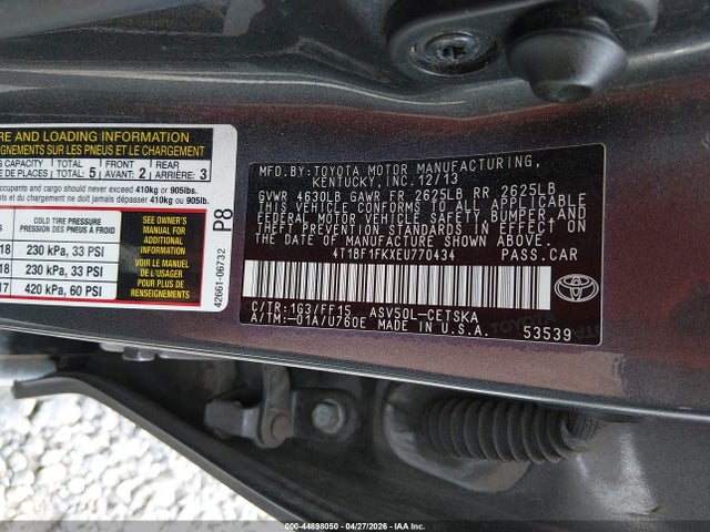 Продажа на аукционе авто 2014 Toyota Camry Se Sport, vin: 4T1BF1FKXEU770434, номер лота: 44898050