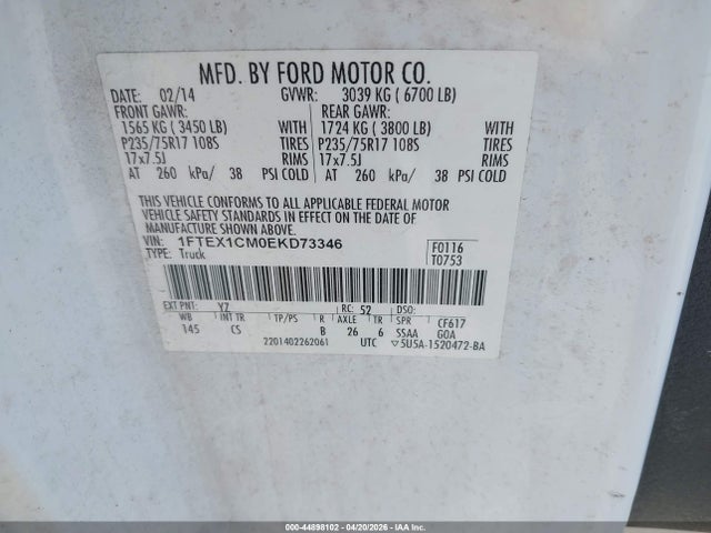 Ford F-150 Stx 2014 1FTEX1CM0EKD73346 Image 9