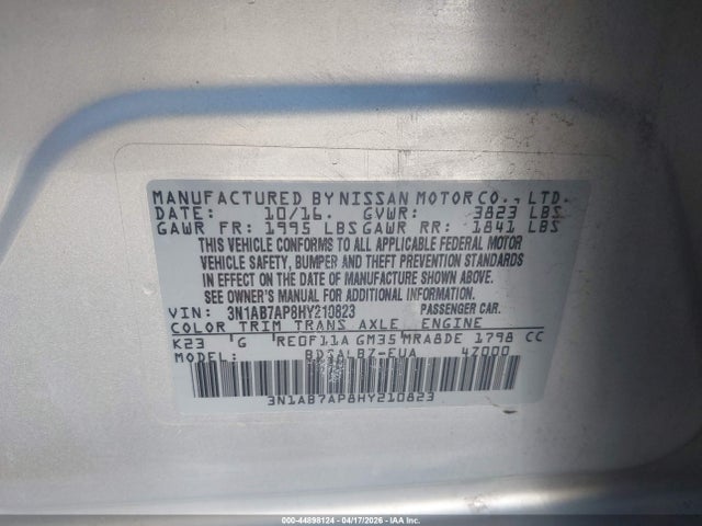 3N1AB7AP8HY210823 Nissan SENTRA S