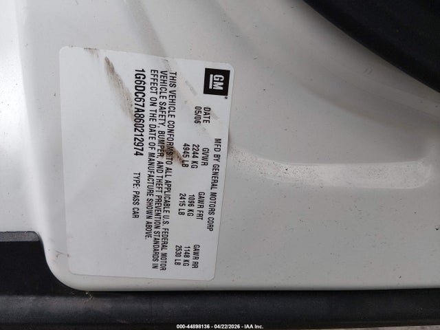 Продажа на аукционе авто 2006 Cadillac Sts V8, vin: 1G6DC67A860212974, номер лота: 44898136