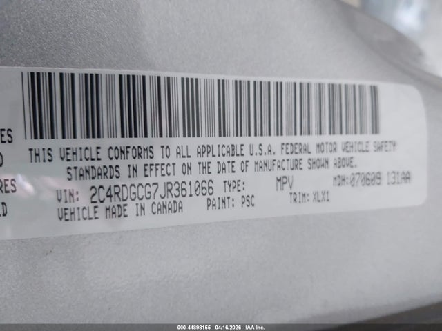 2C4RDGCG7JR361066 Dodge Grand Caravan Sxt