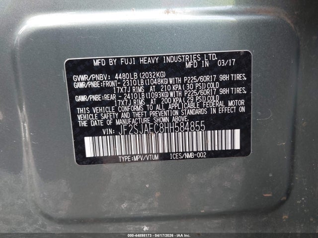JF2SJAEC8HH584855 Subaru Forester 2.5i Premium