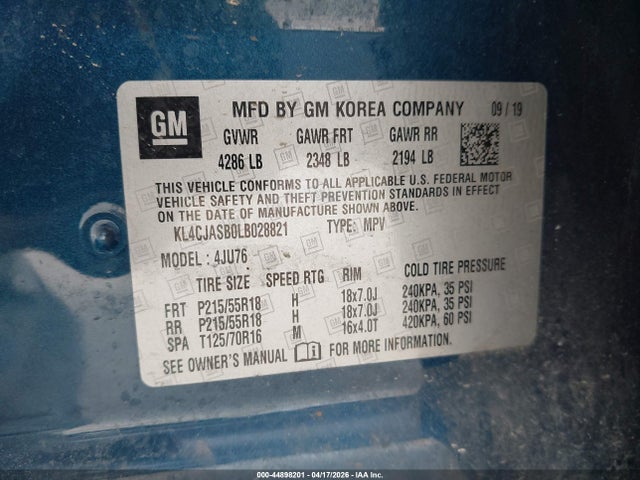 Aukcja sprzedaży 2020 Buick Encore Fwd Preferred, vin: KL4CJASB0LB028821, numer aukcji: 44898201