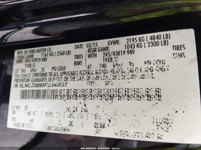 Lincoln Mkc Black Label 2015 5LMCJ3B95FUJ40627 Image 9