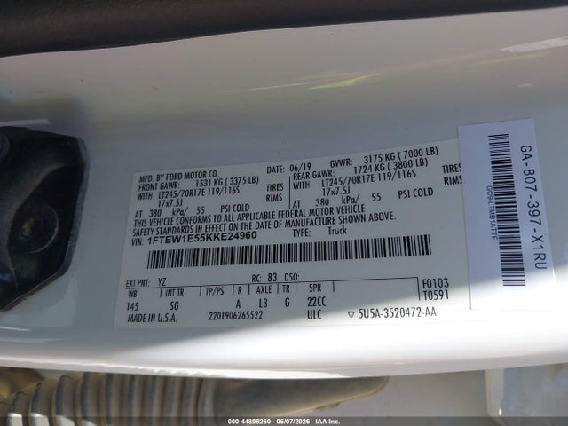 Ford F-150 Xl 2019 1FTEW1E55KKE24960 Image 9