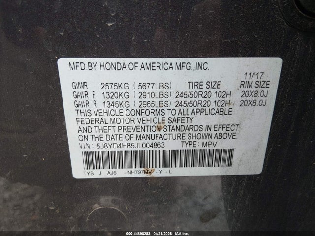 Acura Mdx Advance Package 2018 5J8YD4H85JL004863 Image 9