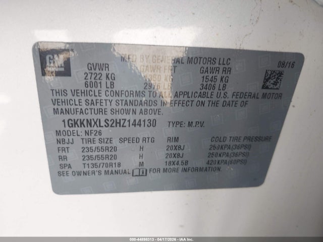 Продажа на аукционе авто 2017 Gmc Acadia Denali, vin: 1GKKNXLS2HZ144130, номер лота: 44898313