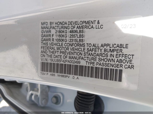 2023 Acura Tlx Technology Package მანქანა იყიდება აუქციონზე, vin: 19UUB5F42PA002499, აუქციონის ნომერი: 44898376