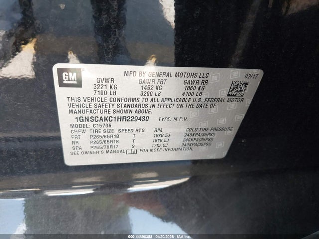 Chevrolet Tahoe Ls 2017 1GNSCAKC1HR229430 Image 9