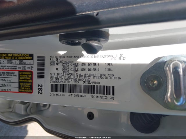 2023 Toyota Tacoma Trd Off Road მანქანა იყიდება აუქციონზე, vin: 3TMAZ5CN2PM214185, აუქციონის ნომერი: 44898411