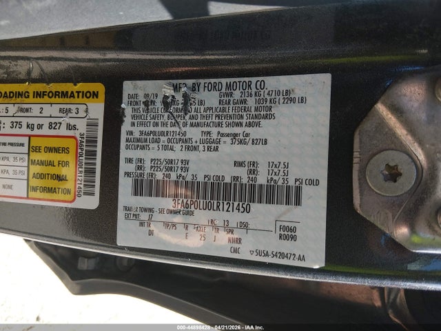 Aukcja sprzedaży 2020 Ford Fusion Hybrid Se, vin: 3FA6P0LU0LR121450, numer aukcji: 44898428