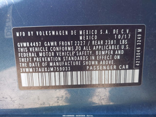 3VWM17AUXJM759033 Volkswagen Golf Alltrack Tsi S/tsi Se