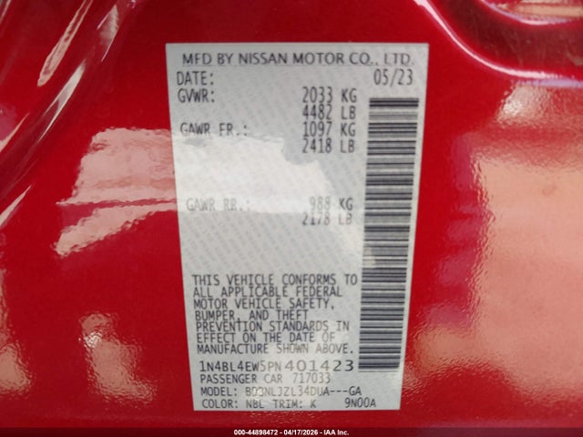 1N4BL4EW5PN401423 Nissan Altima Sl Intelligent Awd