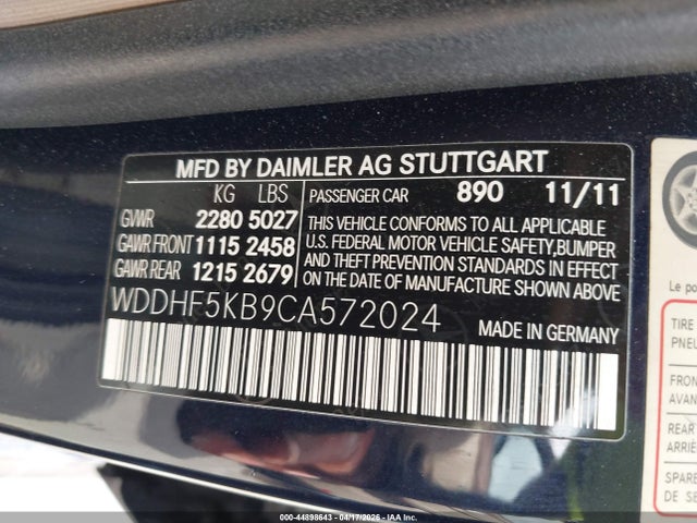 Aukcja sprzedaży 2012 Mercedes-benz E 350, vin: WDDHF5KB9CA572024, numer aukcji: 44898643