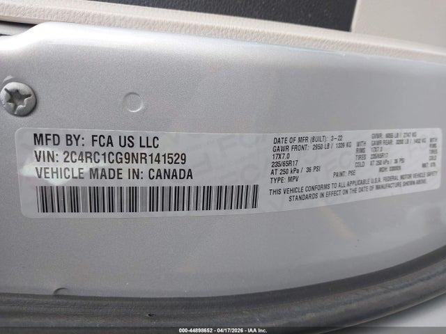 2022 Chrysler Voyager Lx მანქანა იყიდება აუქციონზე, vin: 2C4RC1CG9NR141529, აუქციონის ნომერი: 44898652
