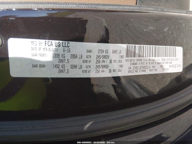 Продаж на аукціоні авто 2017 Chrysler Pacifica Limited, vin: 2C4RC1GG7HR525114, номер лоту: 44898653