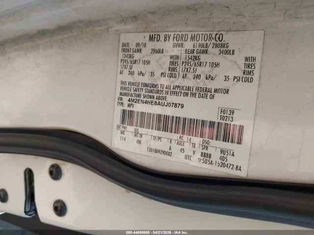 Продажа на аукционе авто 2010 Mercury Mountaineer, vin: 4M2EN4HE8AUJ07879, номер лота: 44898660